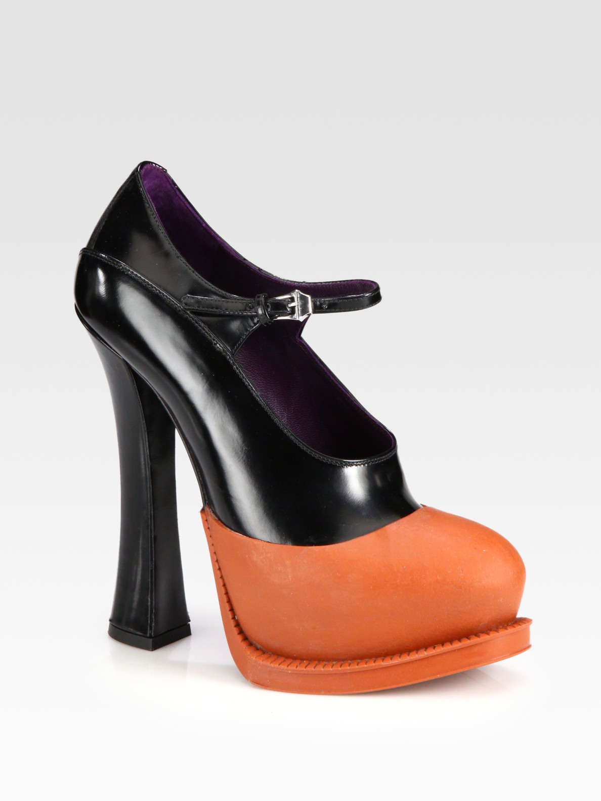 Prada Bicolor Leather Mary Jane Platform Pumps in Black - Lyst