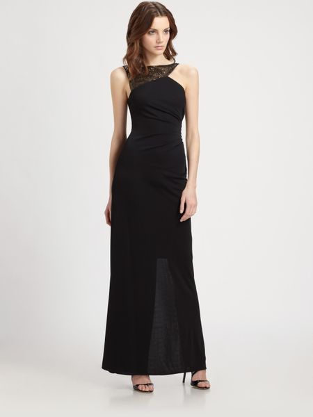 Bcbgmaxazria Egeo Sequined Yoke Gown in Black | Lyst