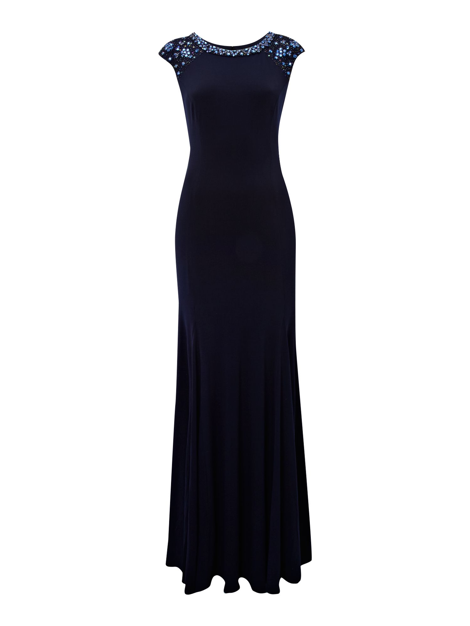 Js Collections Backless Long Jersey Dress in Blue (navy) | Lyst