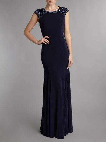Js Collections Backless Long Jersey Dress in Blue (navy) | Lyst