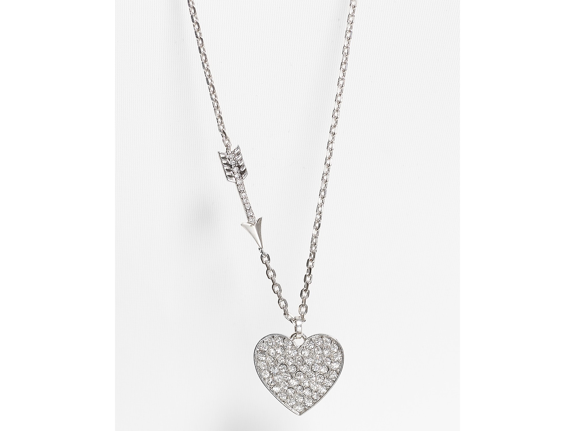 Juicy Couture Double Strand Heart Arrow Necklace 32 in Silver (Metallic