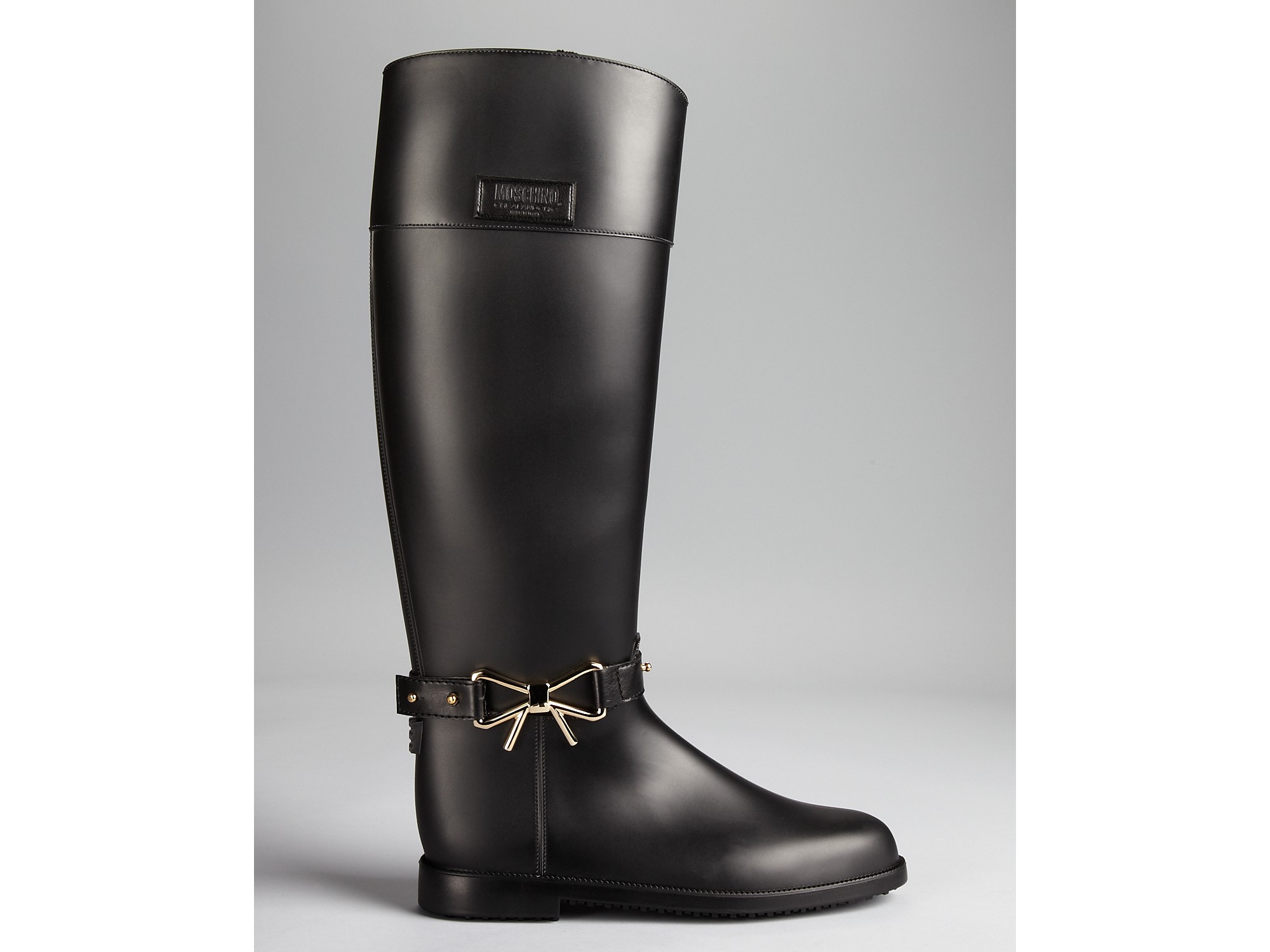 Boutique moschino Rain Boots Bow Detail in Black | Lyst