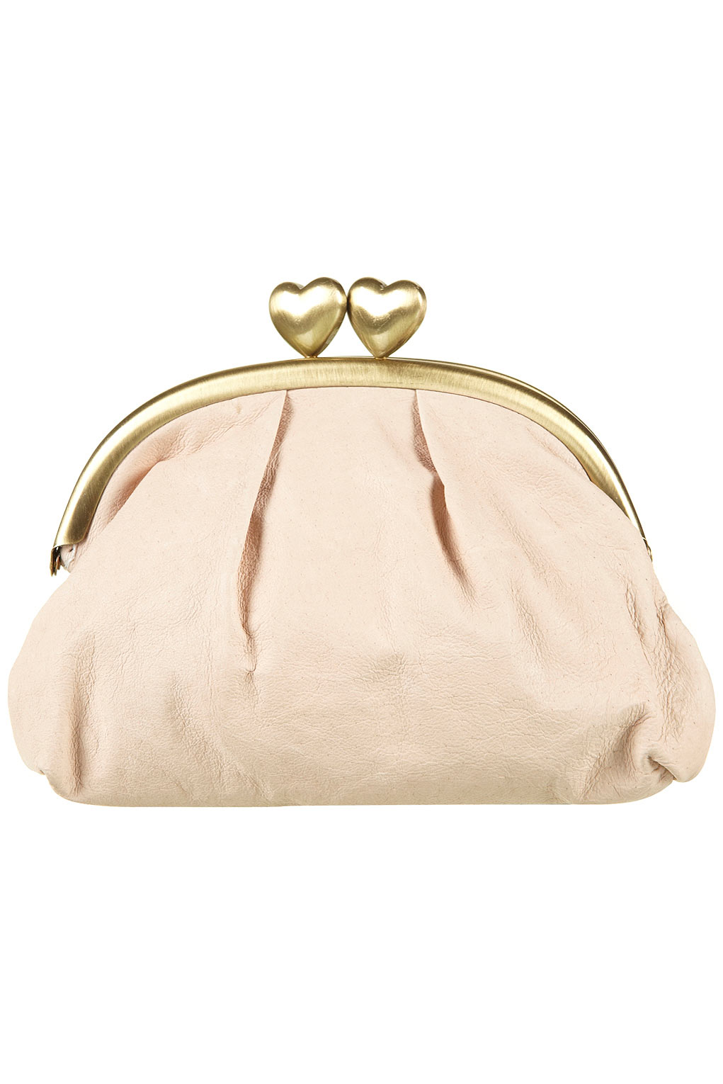 TOPSHOP Leather Heart Clasp Purse in Antique Gold (Pink) - Lyst
