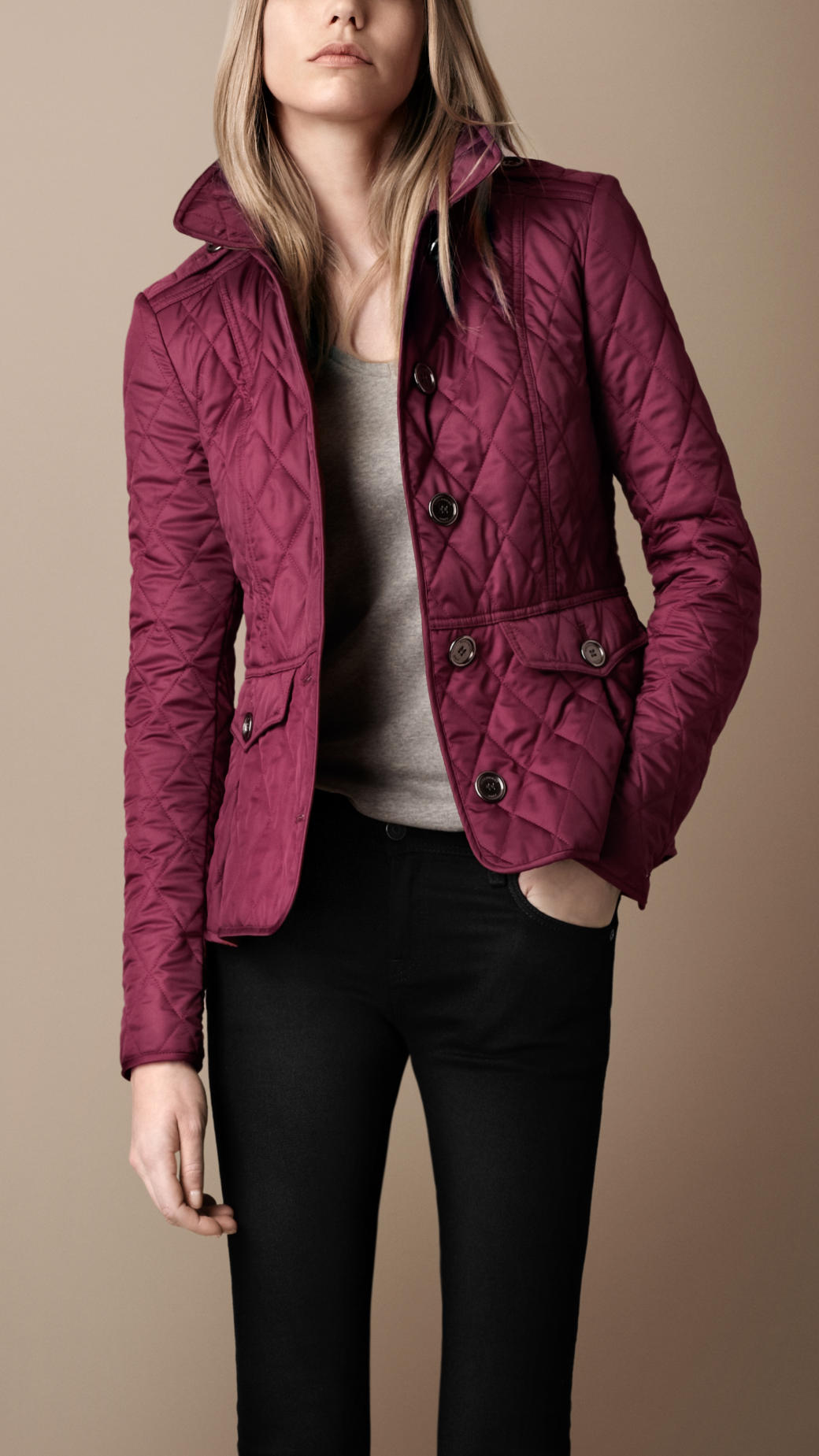 Burberry Brit Fitted Quilted Jacket in Dusty Damson (Purple) - Lyst
