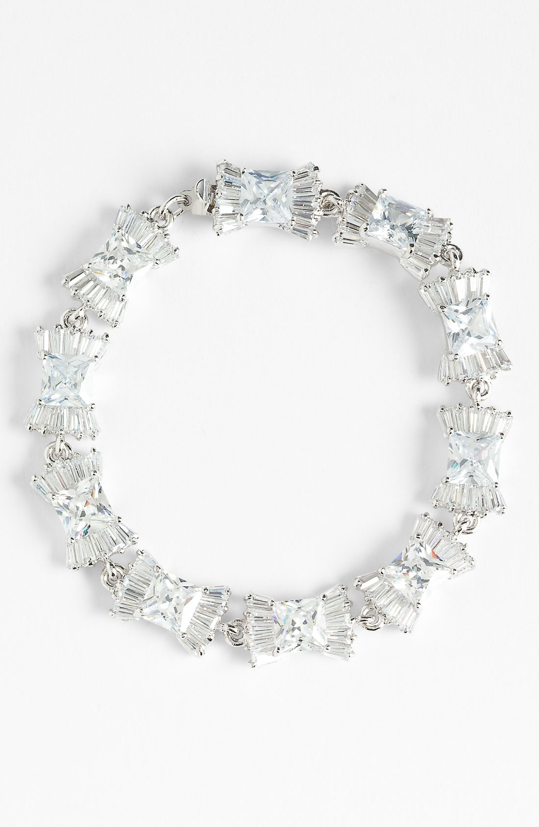 Kate Spade Le Soir Bow Tennis Bracelet in White (silver/ clear crystal