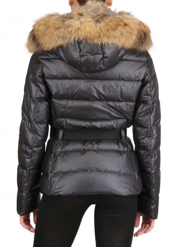 Moncler Angers Belted Puffer Jacket with Fur-trimmed Hood in Black - Lyst