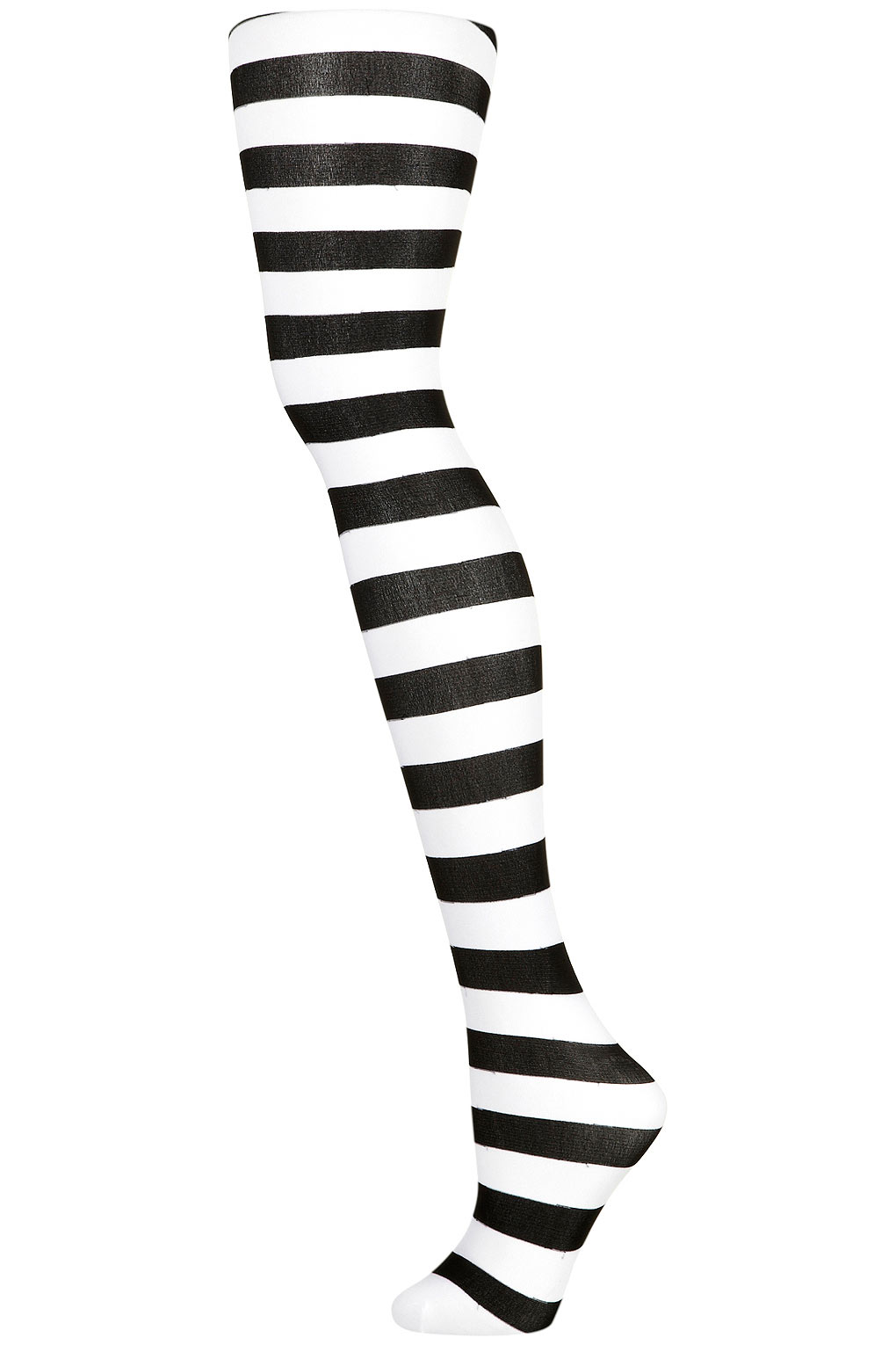 Lyst - Topshop Black and White Stripe Tights in Black