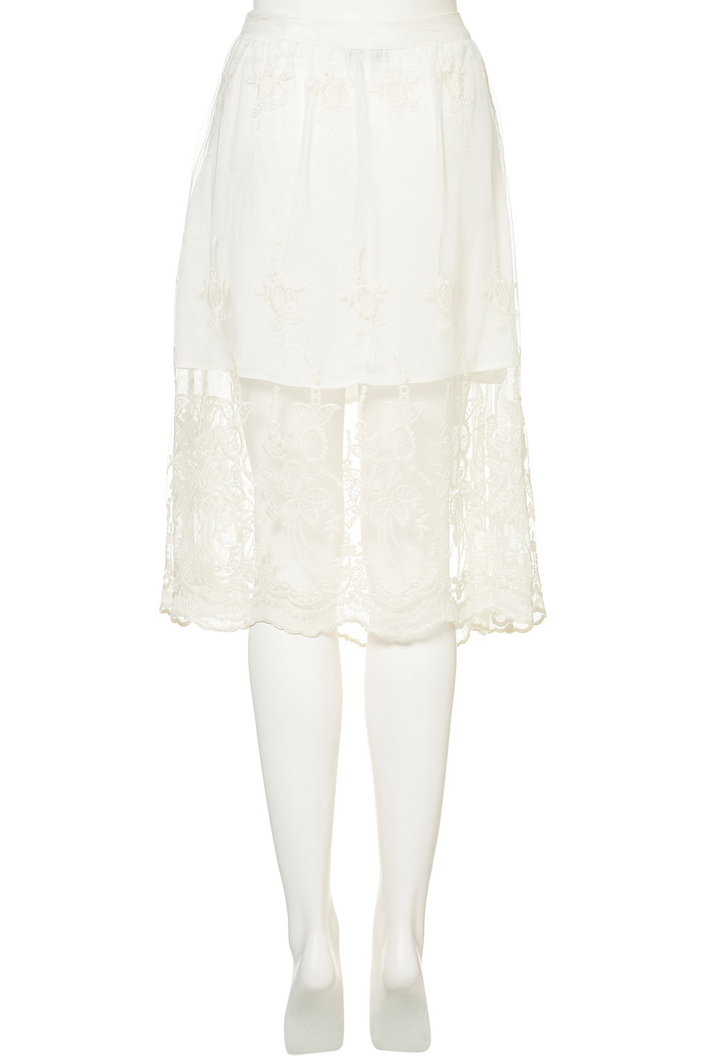 Lyst - Topshop Cream Embroidered Lace Skirt in White
