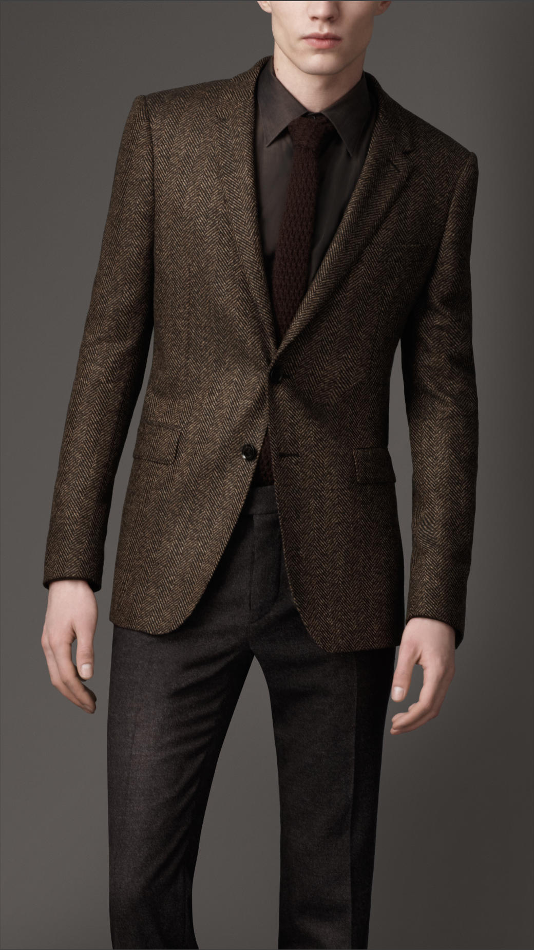 Burberry Slim Fit Tweed Jacket in Brown for Men - Lyst