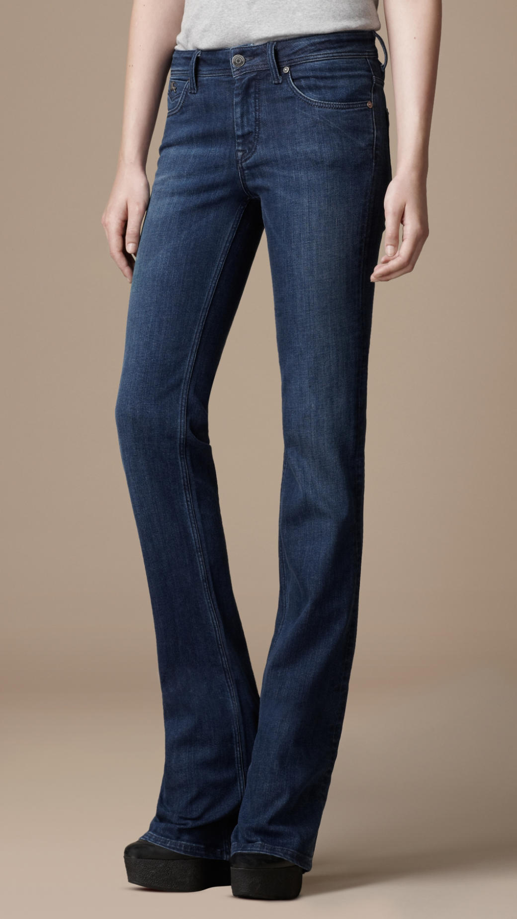 navy blue bootcut trousers