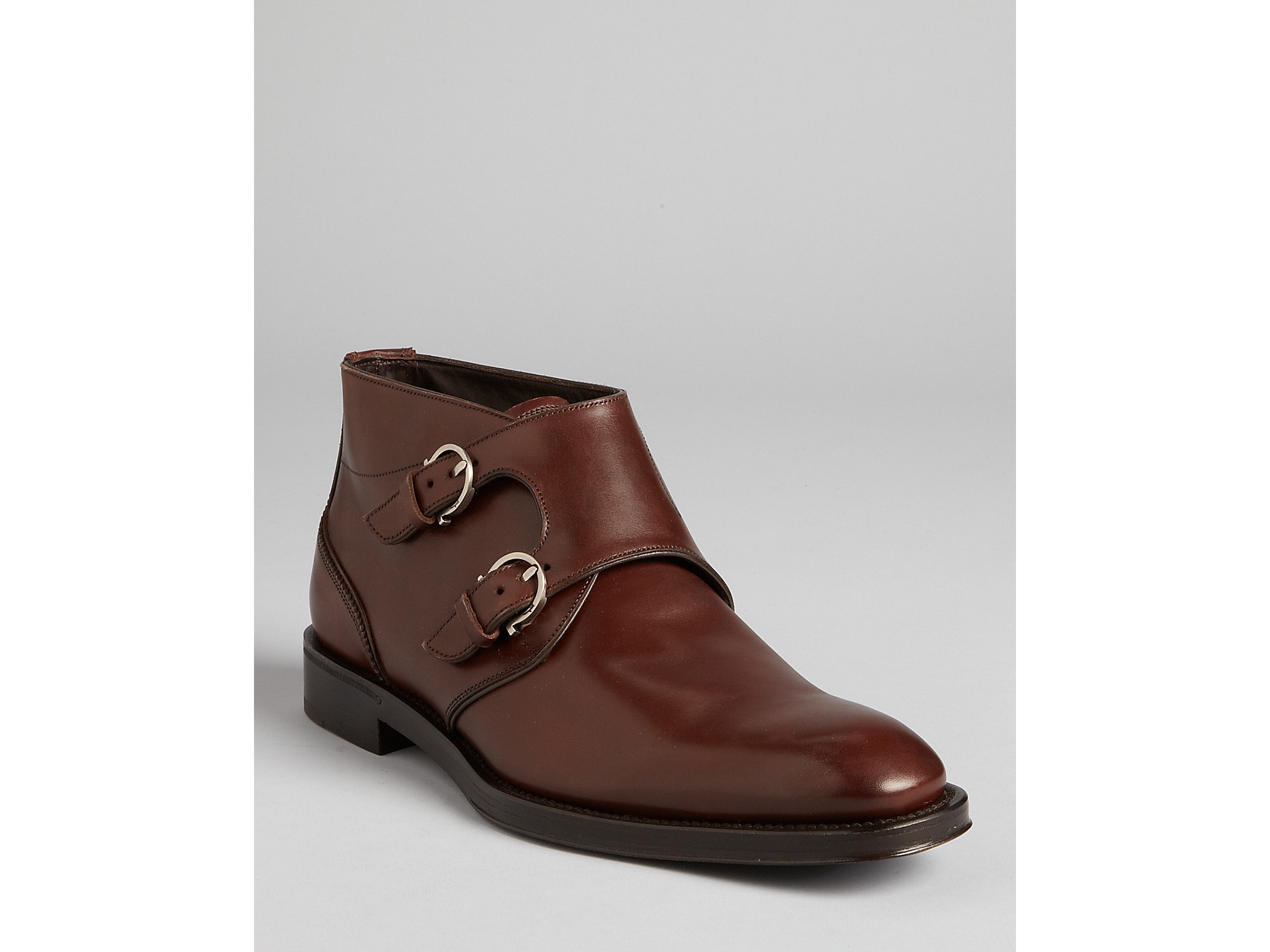 ferragamo double monk strap brown