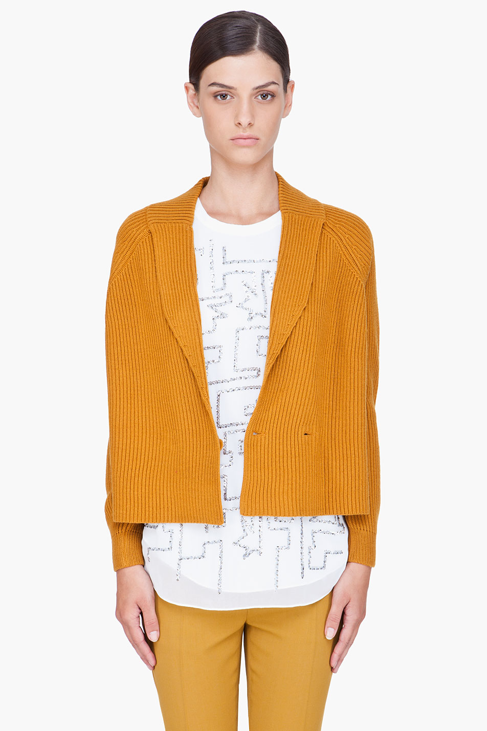 Lyst 3 1 Phillip Lim Mustard  Cropped Wool Cardigan  in Yellow