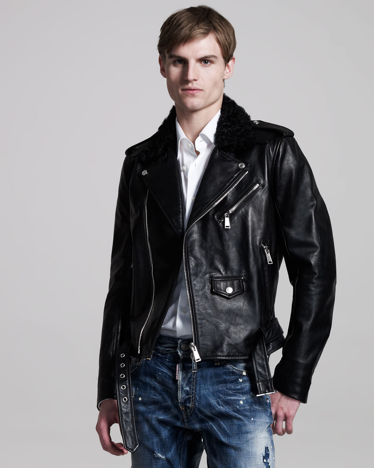 dsquared men's leather jacket