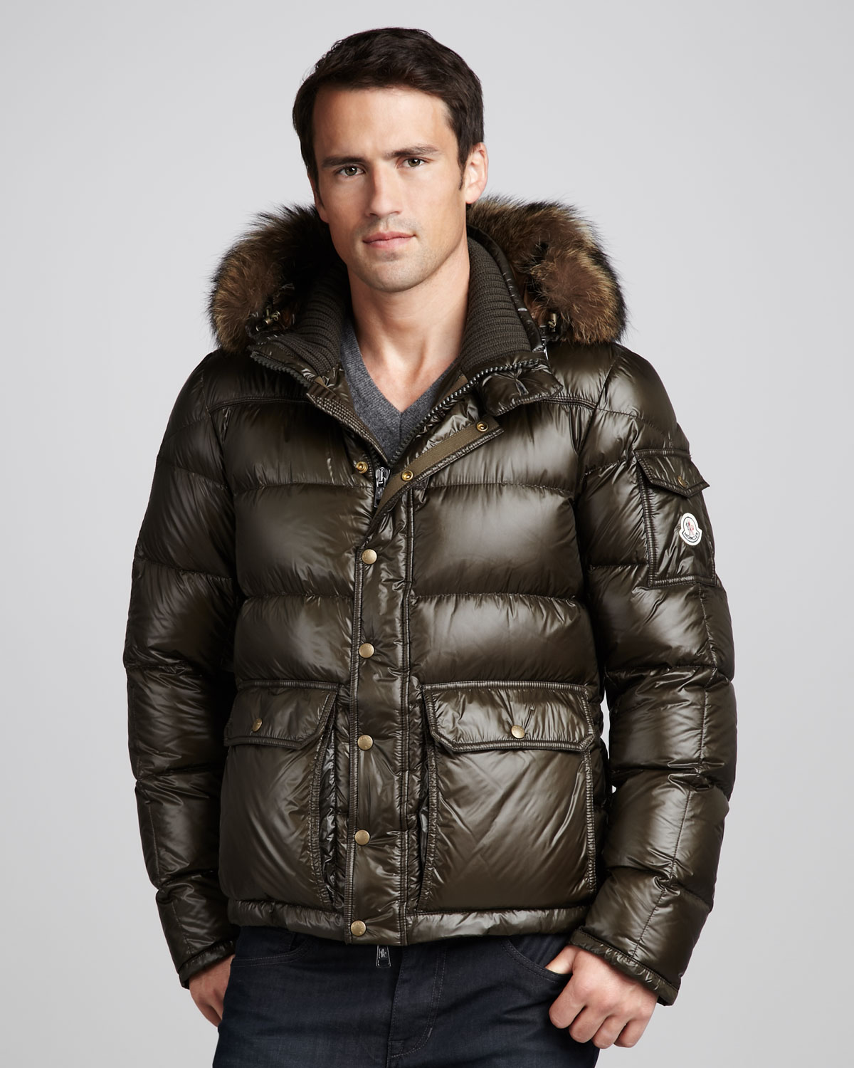 moncler military green jacket