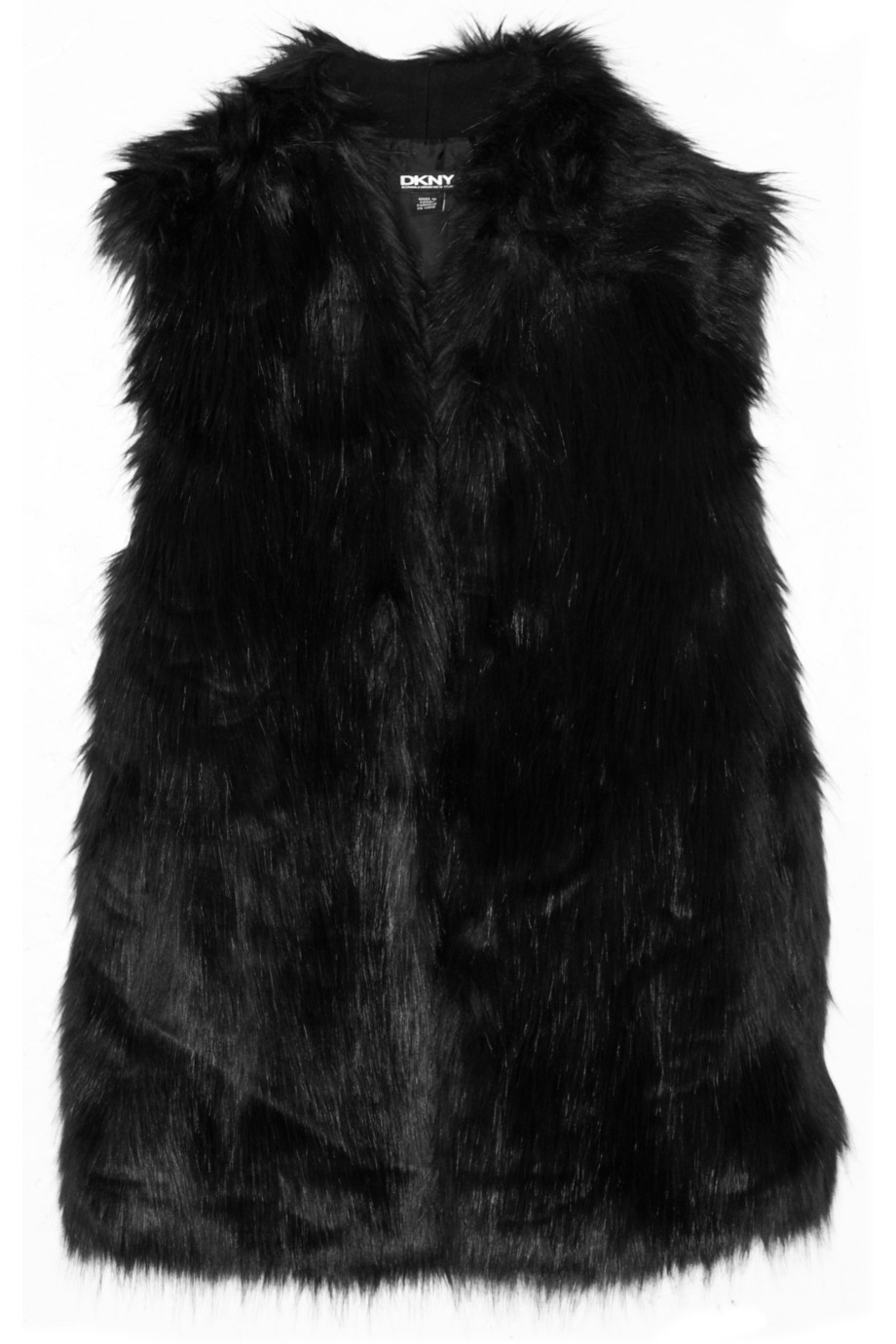 Lyst - Dkny Hooded Faux Fur Wool Blend Coat in Black