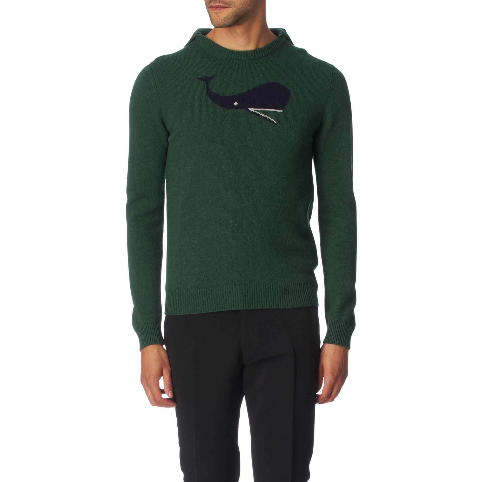 Jil sander Whale Intarsia Camel and Woolblend Sweater in Green for Men ...