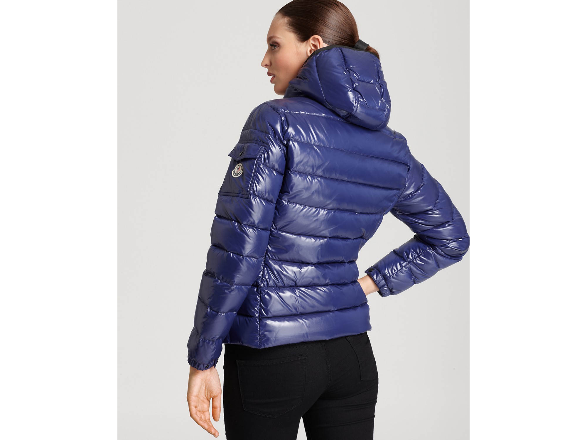Moncler Bady Lacquer Hooded Short Down Coat in Red (Blue) - Lyst