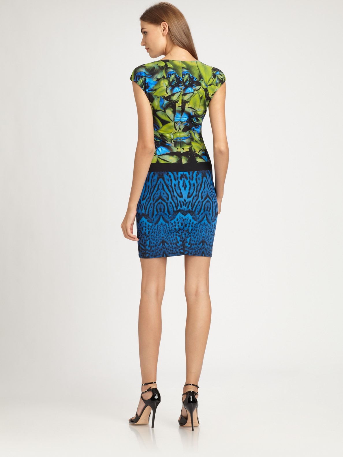 Lyst - Roberto Cavalli Printed Dress in Blue