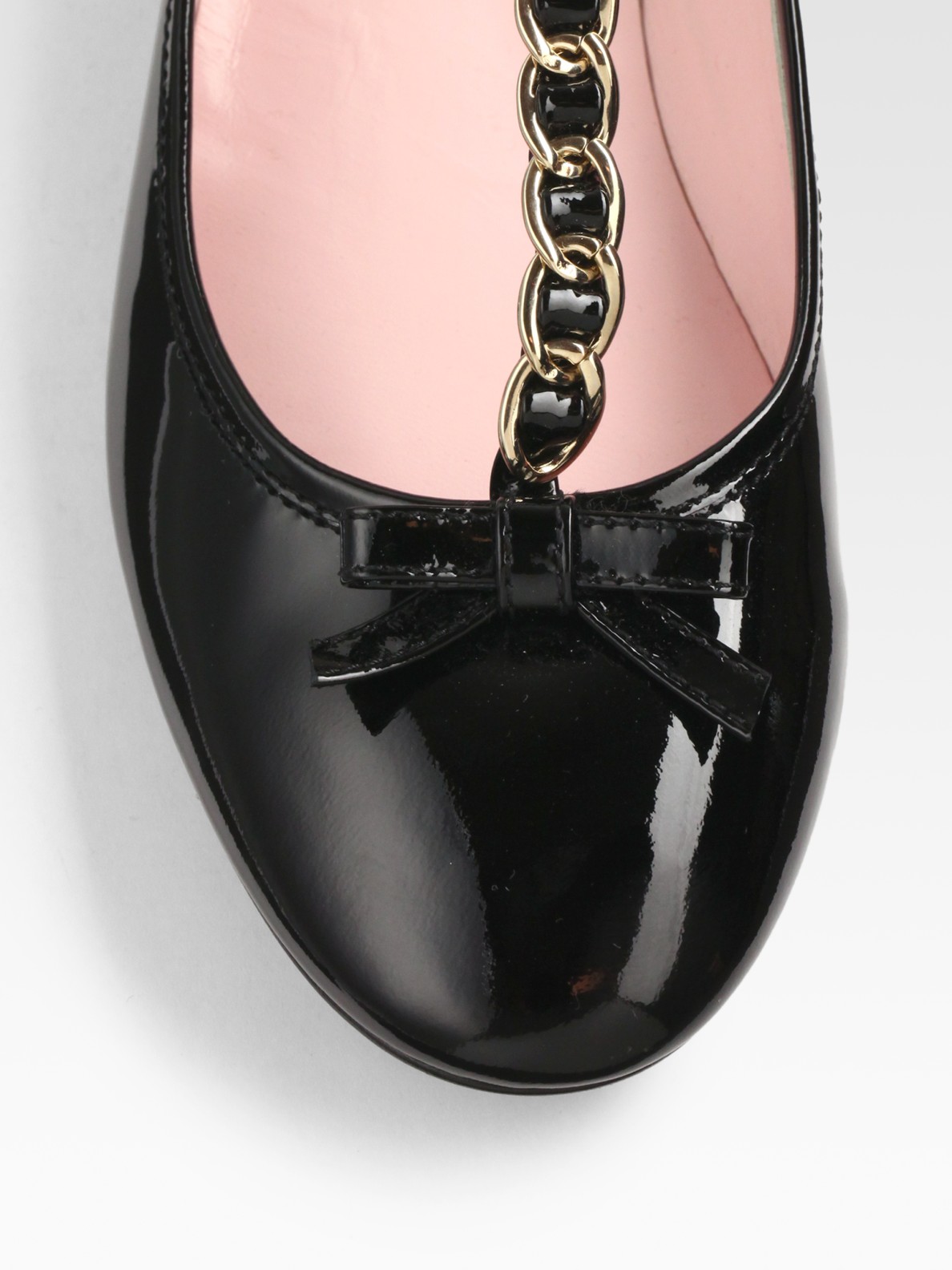 RED Valentino Patent Leather Bow T-Strap Ballet Flats in 