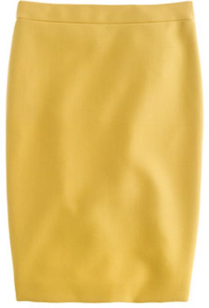 J.crew No 2 Pencil Skirt in Doubleserge Wool in Gold (spicy gold) | Lyst