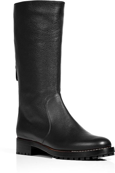 Sergio Rossi Black Grained Leather Boots with Grip Sole in Black | Lyst