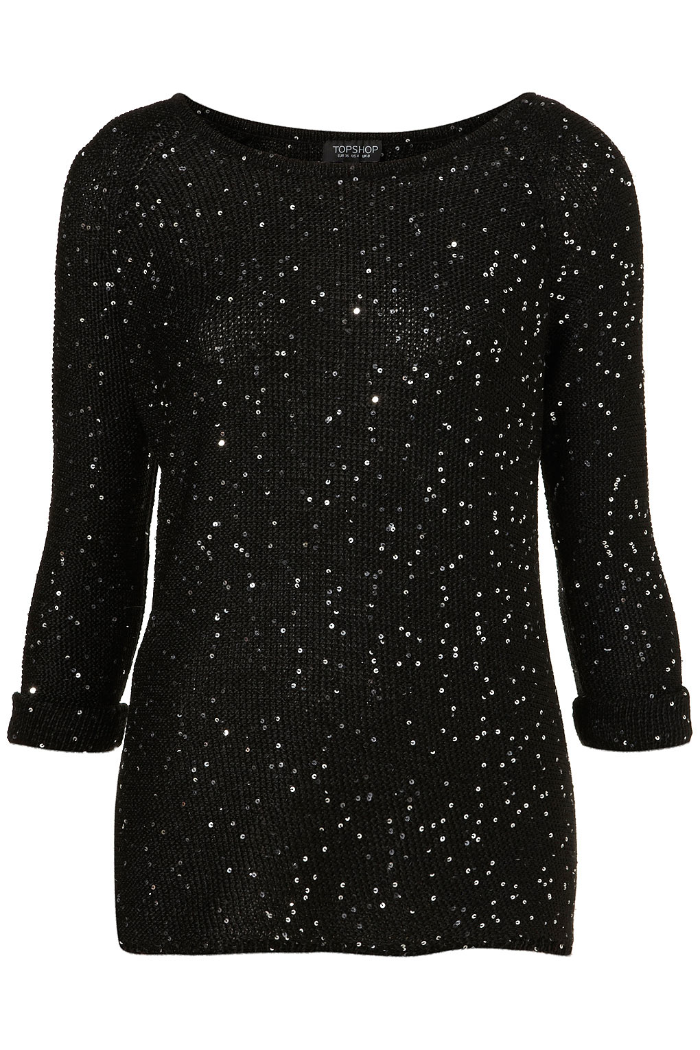 Lyst - Topshop Knitted Sequin Jumper in Black