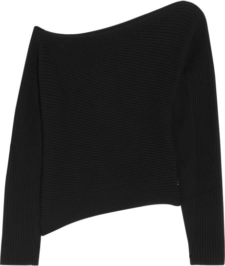 Alexander Wang Asymmetric Ribbed Cotton and Cashmere Blend Sweater in ...