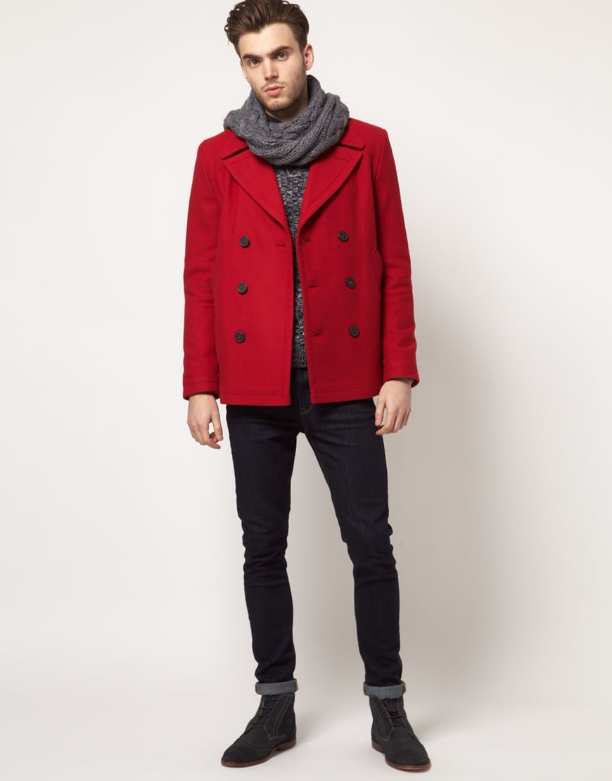 Asos Peacoat Jacket in Red for Men | Lyst