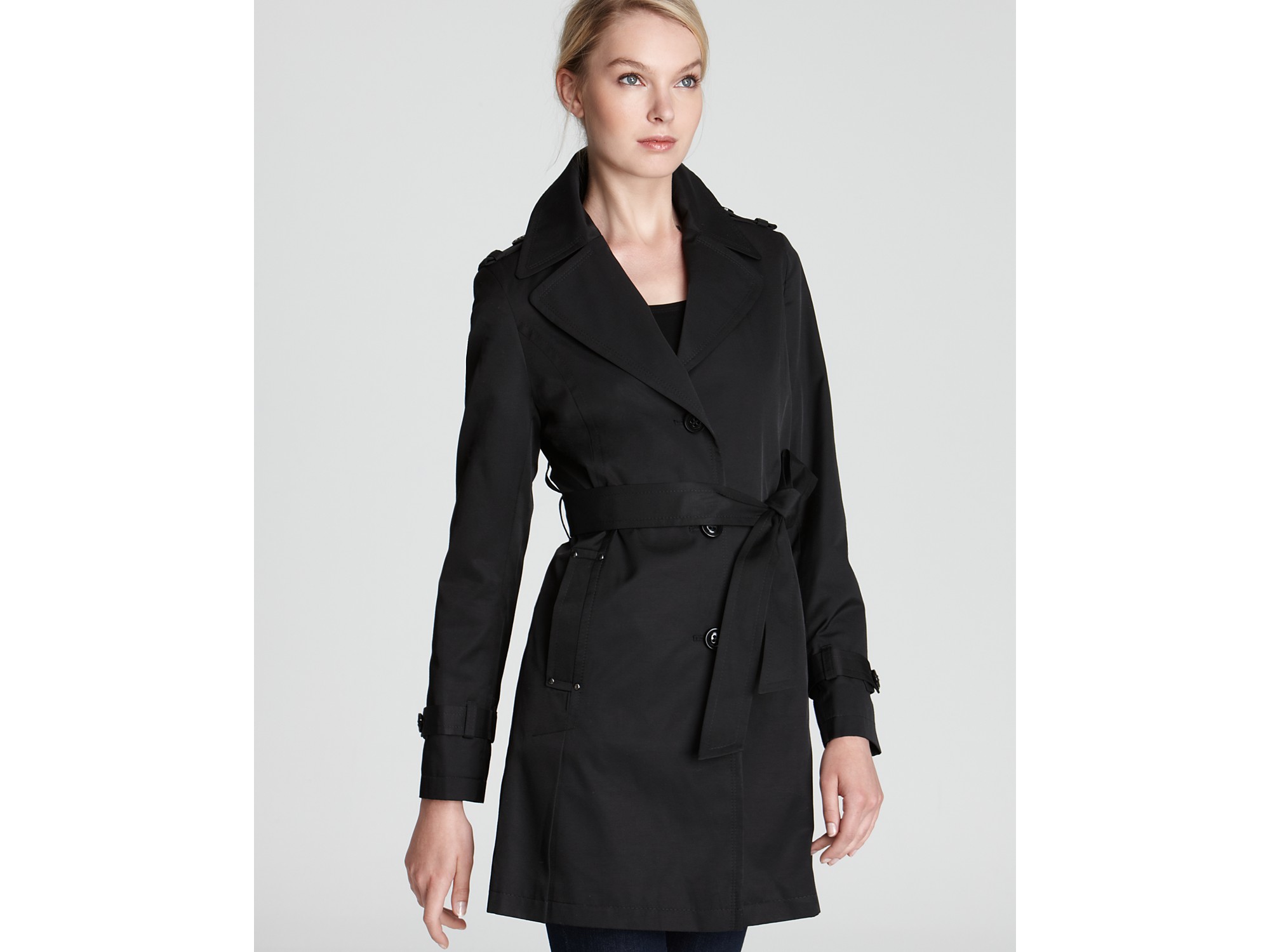 Dkny Melissa Trench Coat with Belt in Black | Lyst