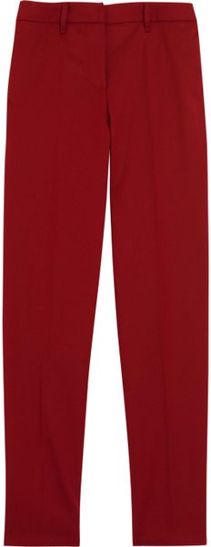 Miu Miu Stretch Wool Gabardine High Rise Cropped Pants in Red (cherry ...
