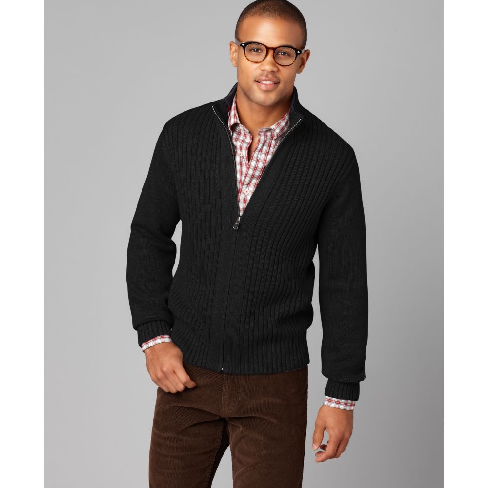 Tommy hilfiger Holiday Zip Up Sweater in Black for Men | Lyst