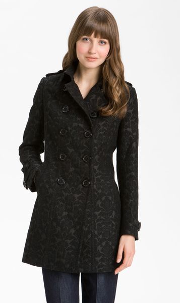 Kristen Blake Brocade Double Breasted Coat in Black | Lyst