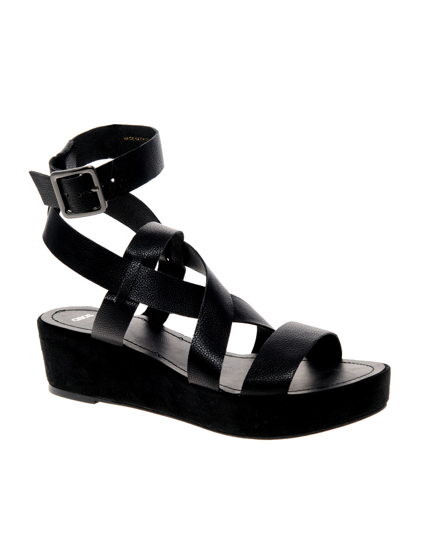 Lyst - Asos Asos Venus Leather Flatform Sandals in Black