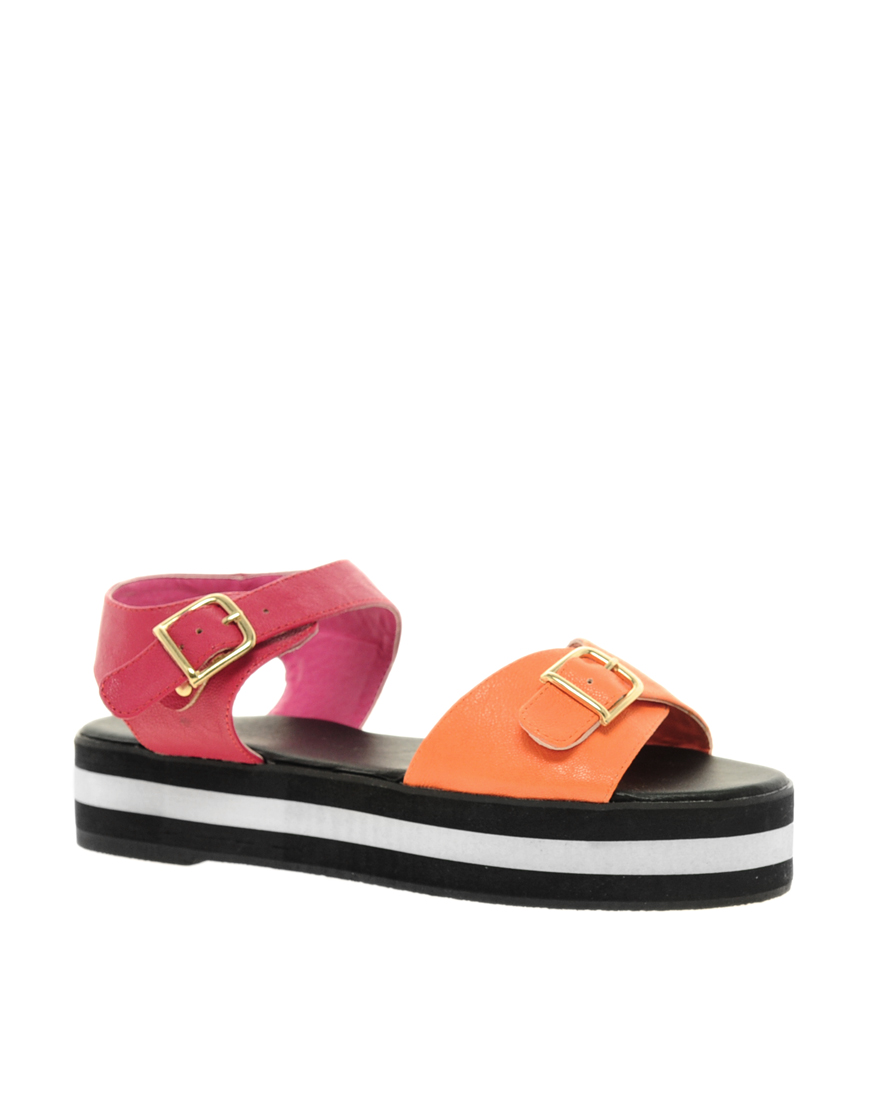 Lyst - Asos Asos Volcano Flatform Sandals with Chunky Sole in Orange