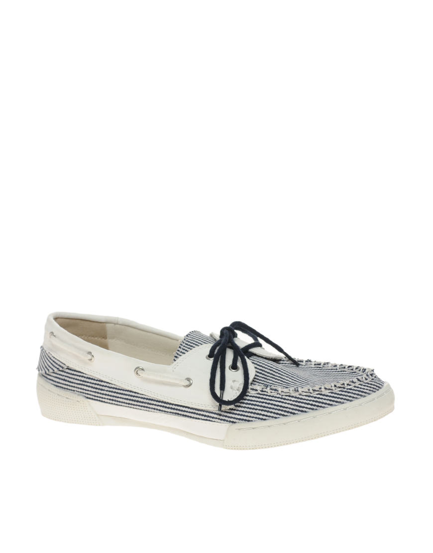 Lyst - Asos Asos Marine Striped Boat Shoes in Blue