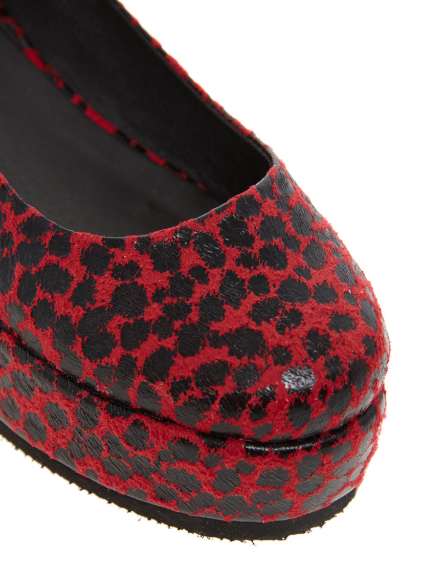 Lyst Asos Verity Mary Jane Flatforms in Red