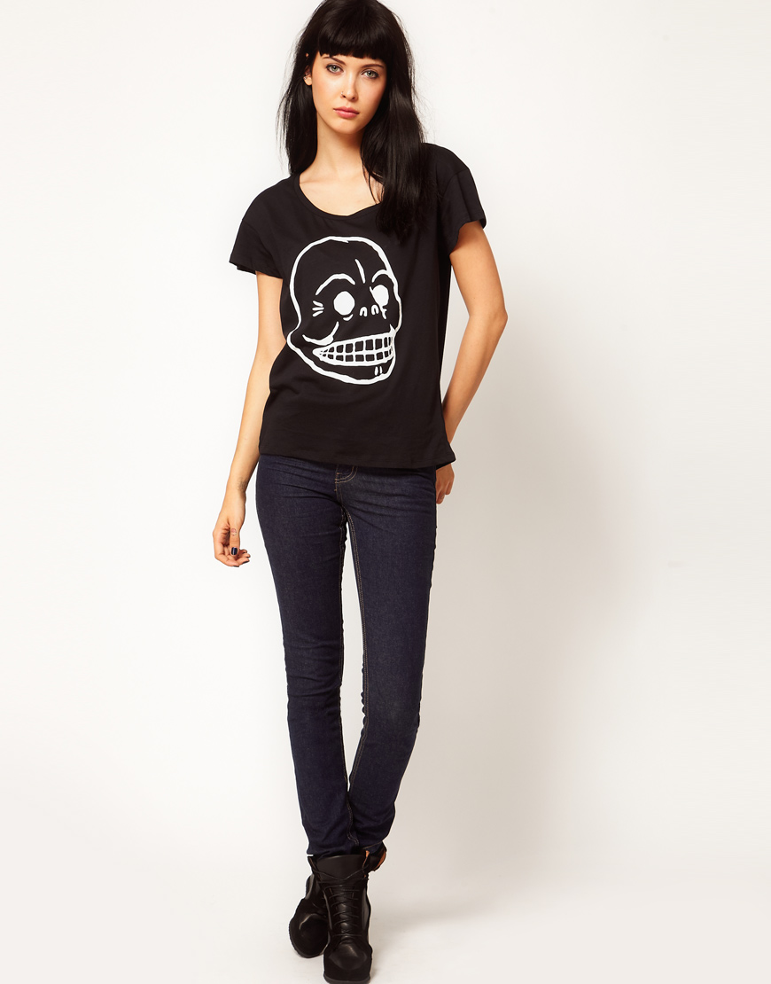 Cheap Monday Skull T-shirt in Black | Lyst