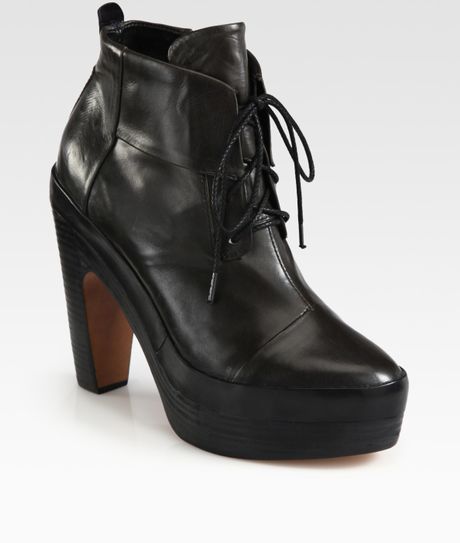 Rag & Bone Shirley Leather Laceup Platform Ankle Boots in Black | Lyst