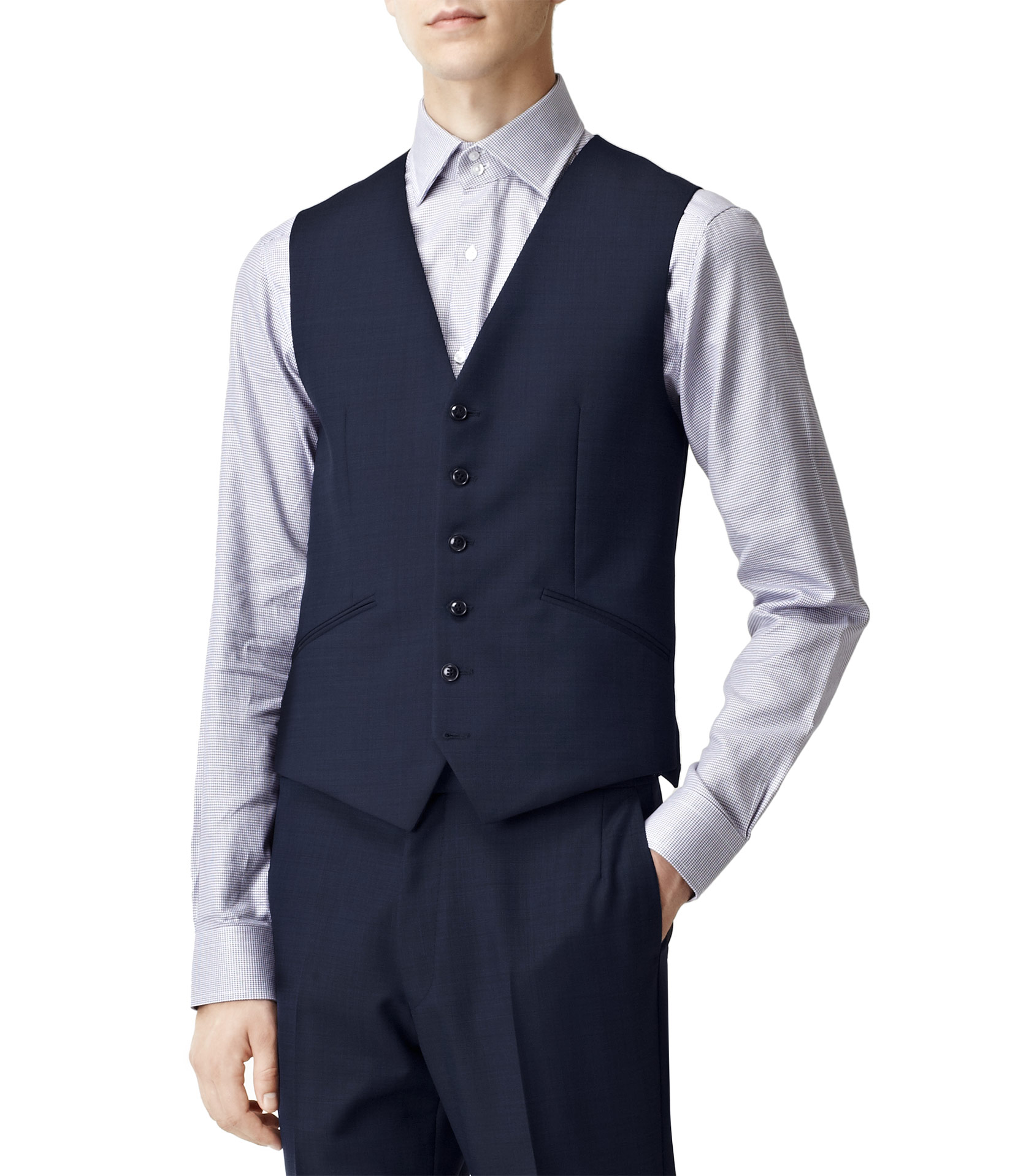 Reiss Nayland W Three Piece Suit Waistcoat in Blue for Men Lyst