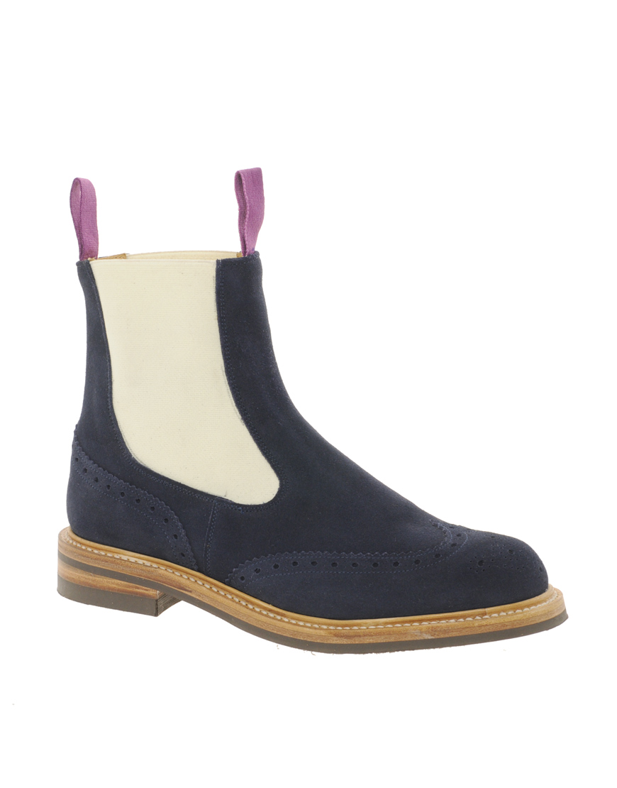 navy suede chelsea boots