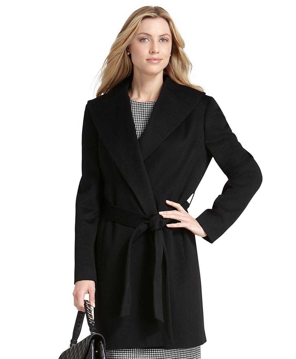 Brooks brothers Petite Wool Wrap Belted Coat in Black Lyst