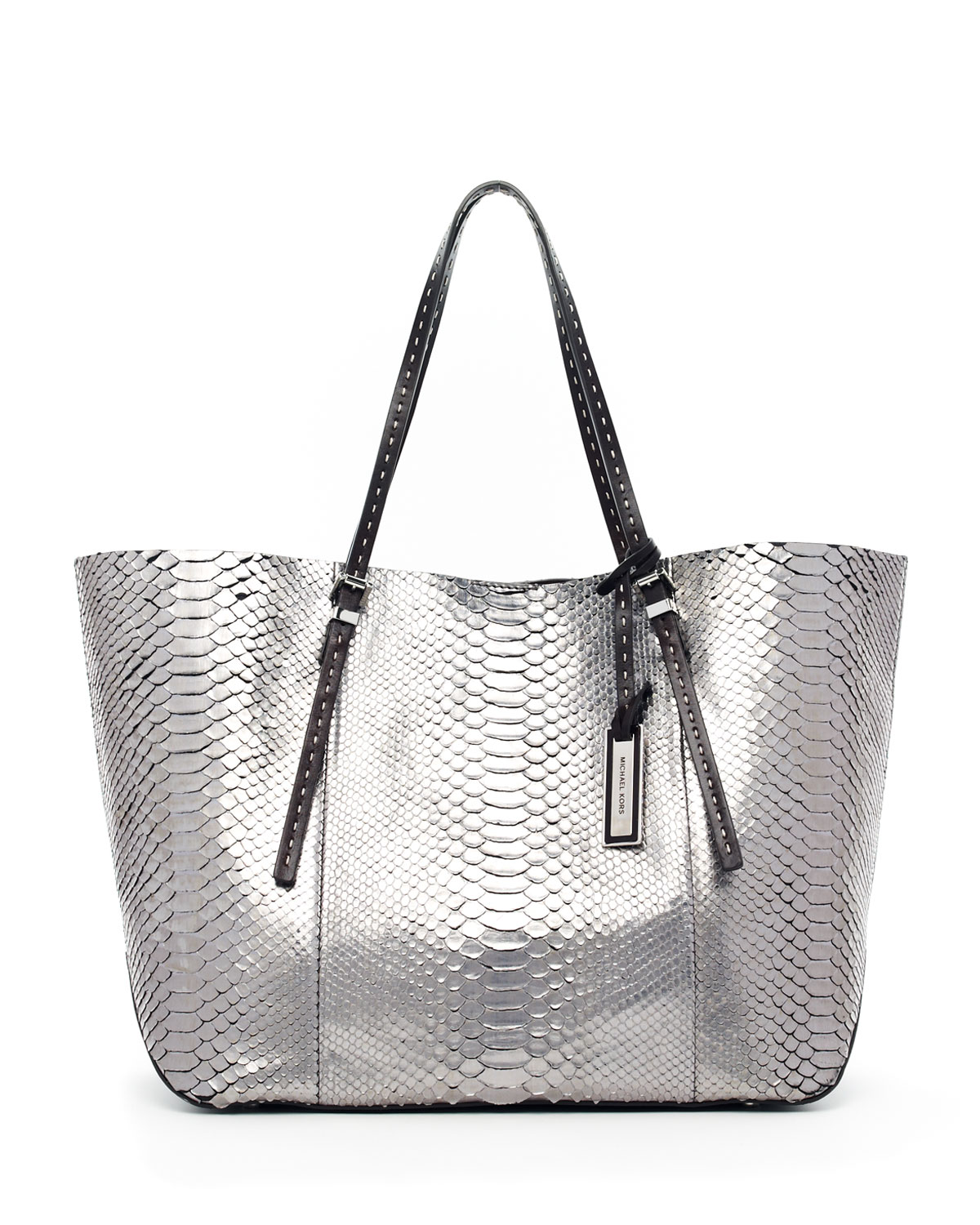 Michael Kors Gia Python Tote in Silver 