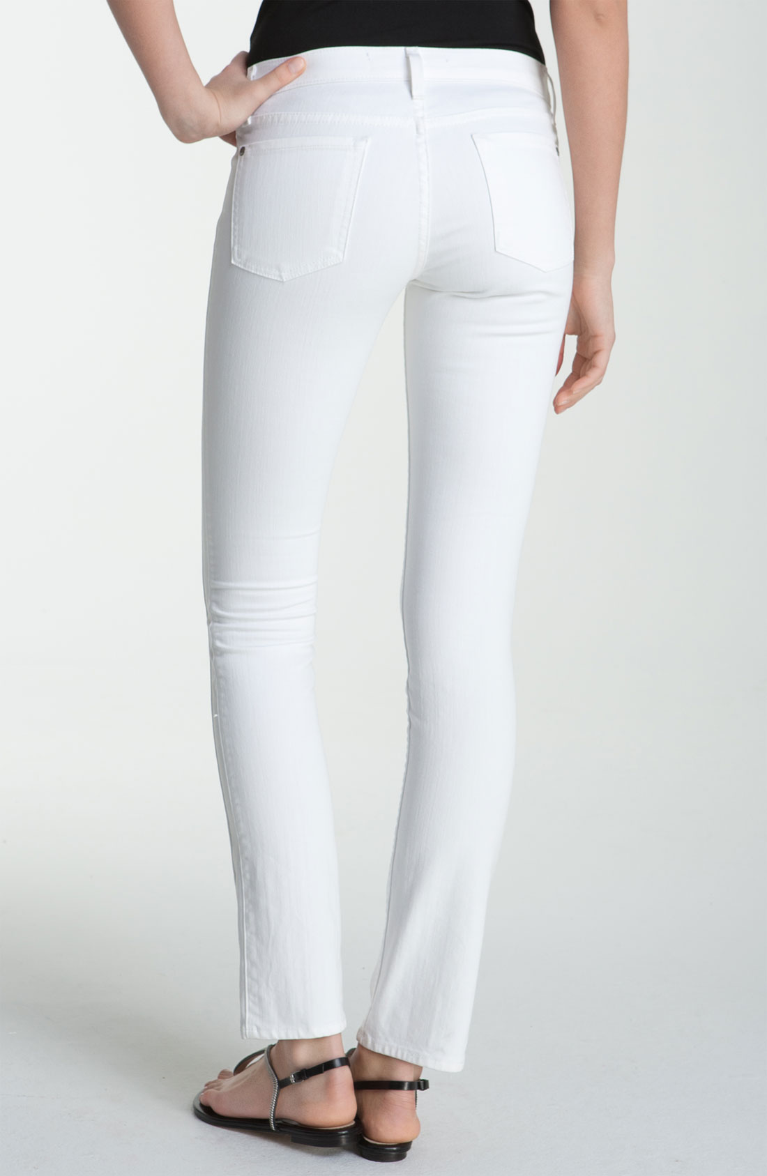 Vince Slim Straight Leg Stretch Jeans in White | Lyst