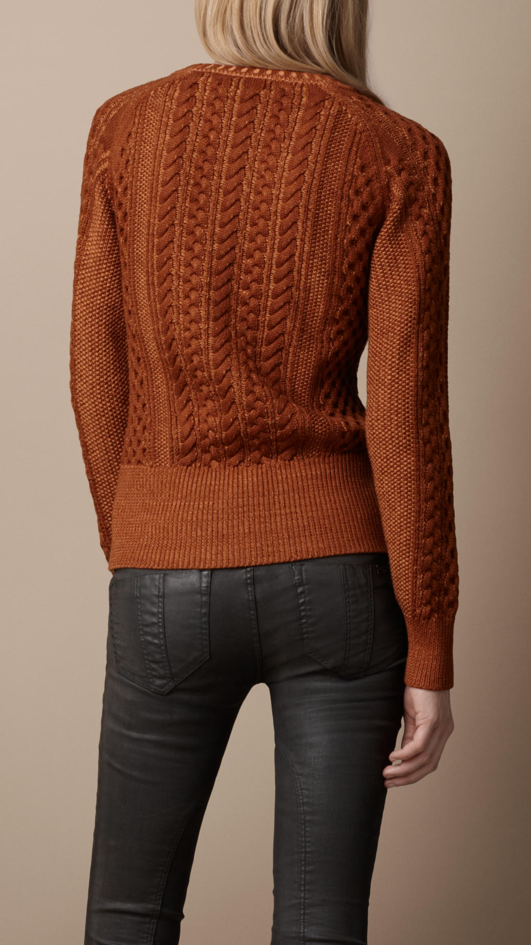 Burberry Brit Cable Knit Sweater in Brown - Lyst