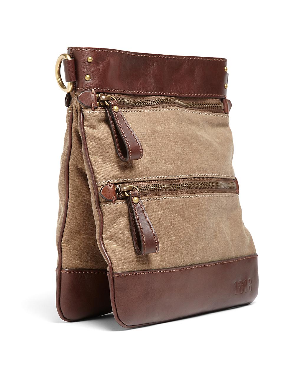 Brooks Brothers Waxed Cotton Canvas Crossbody Bag in Tan (Brown) - Lyst