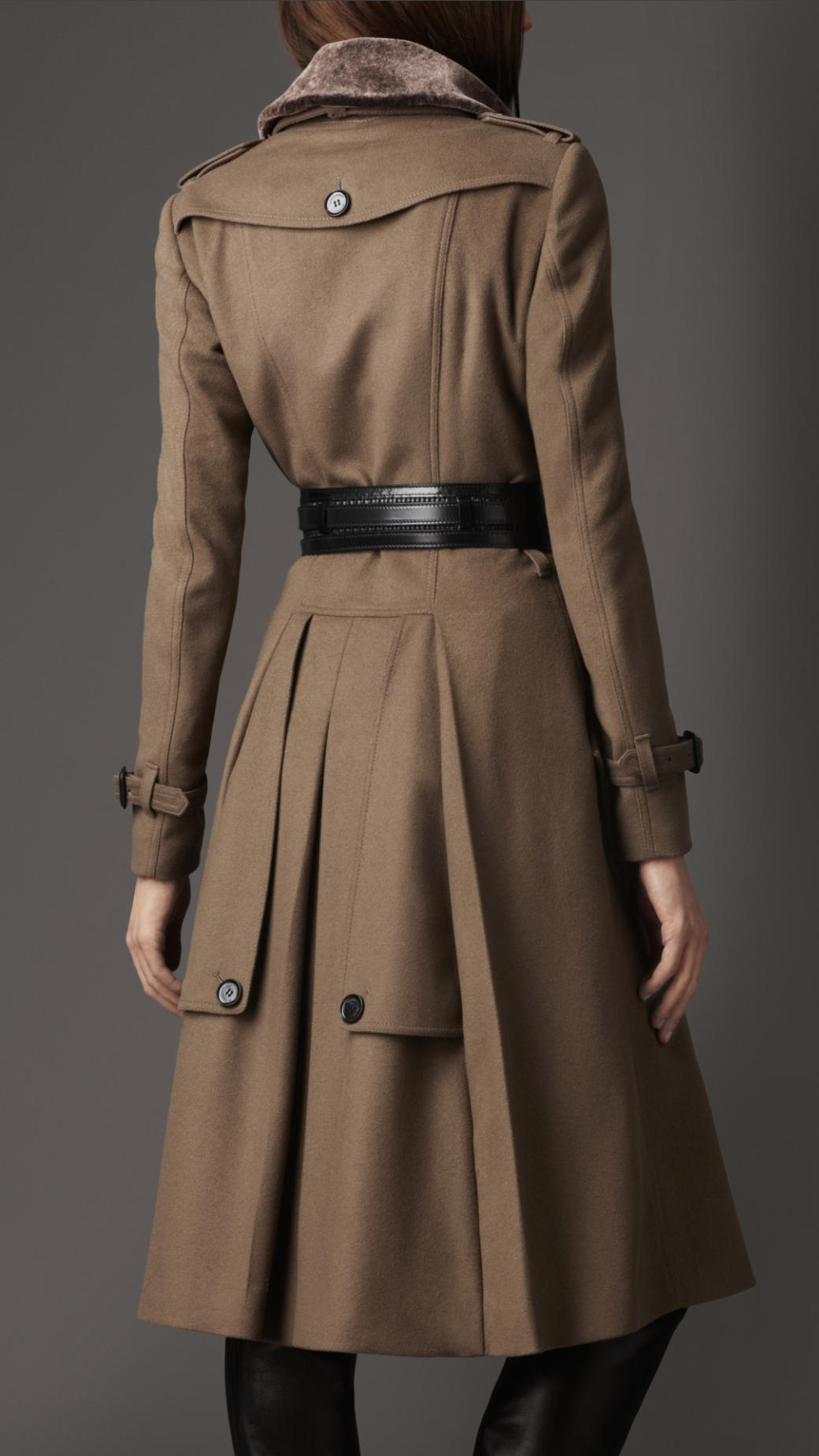 Lyst - Burberry Shearling Collar Wool Cashmere Coat in Brown