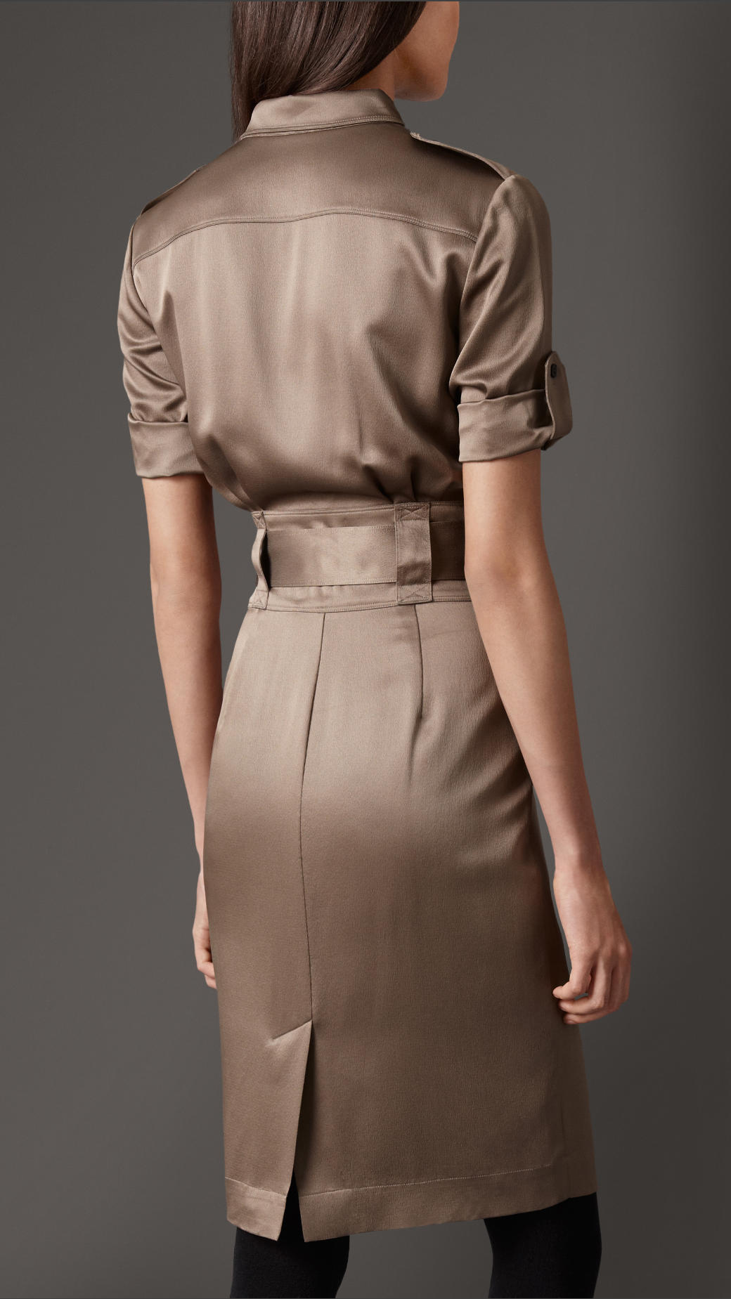 Burberry Silk Belted Shirt Dress in Brown - Lyst