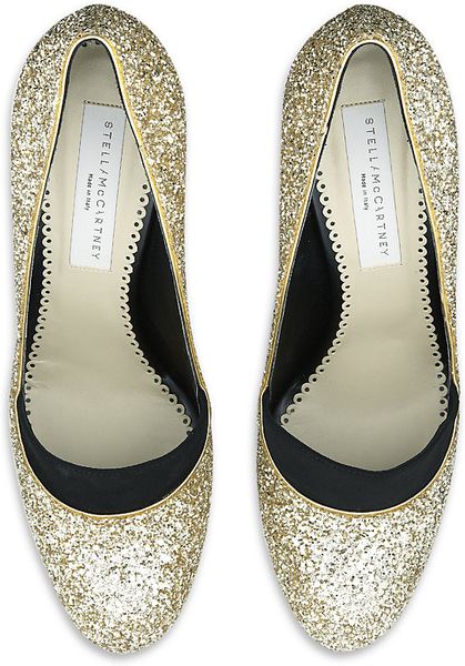 Stella Mccartney Bon Bon Glitter Shoe in Gold | Lyst
