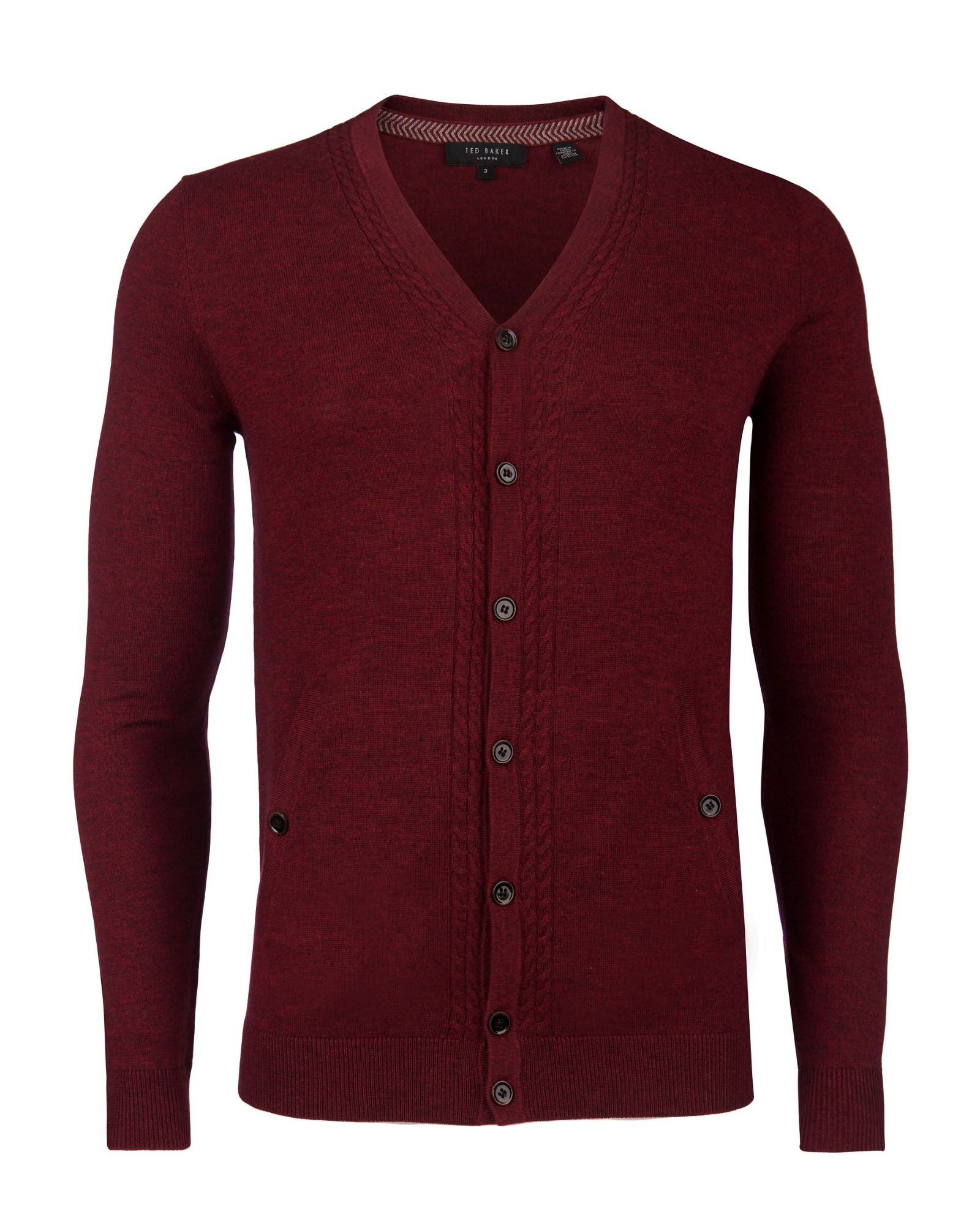Ted Baker Brunner Cable Knit Cardigan in Red for Men | Lyst
