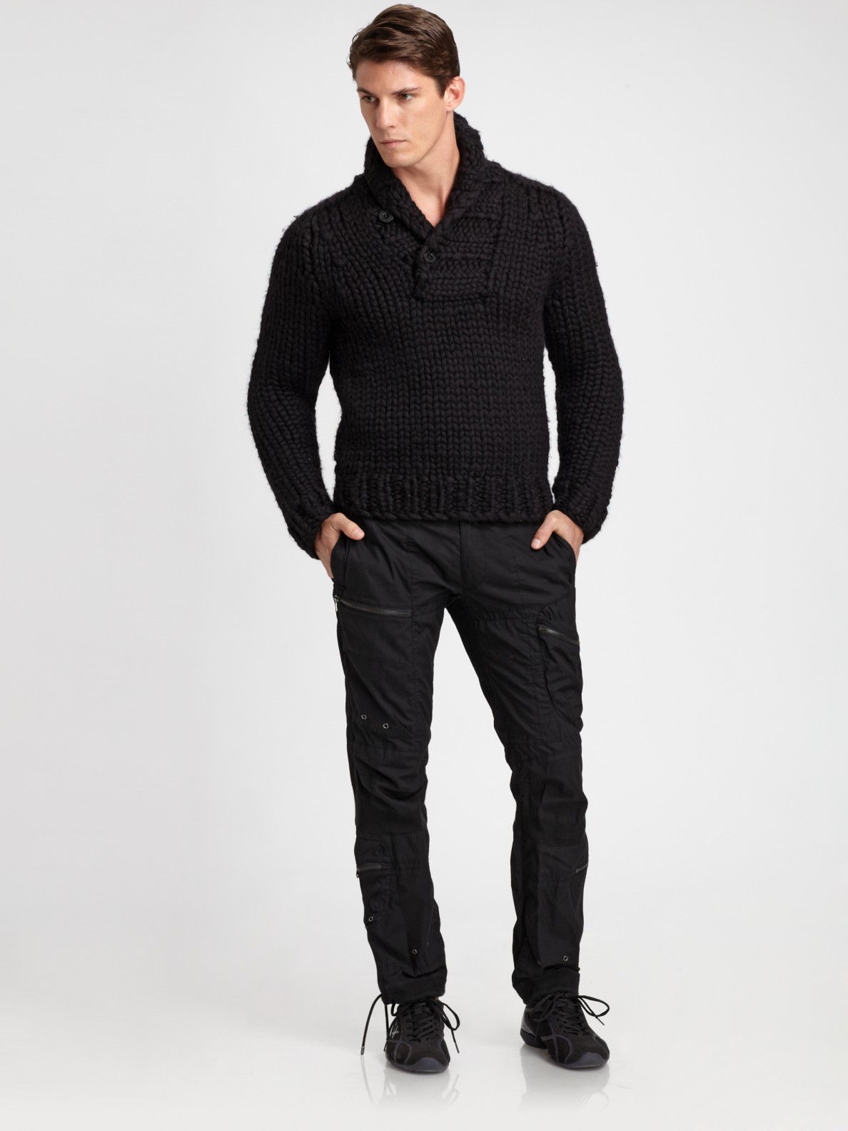 Lyst Rlx Ralph Lauren Shawl Collar Sweater In Black For Men